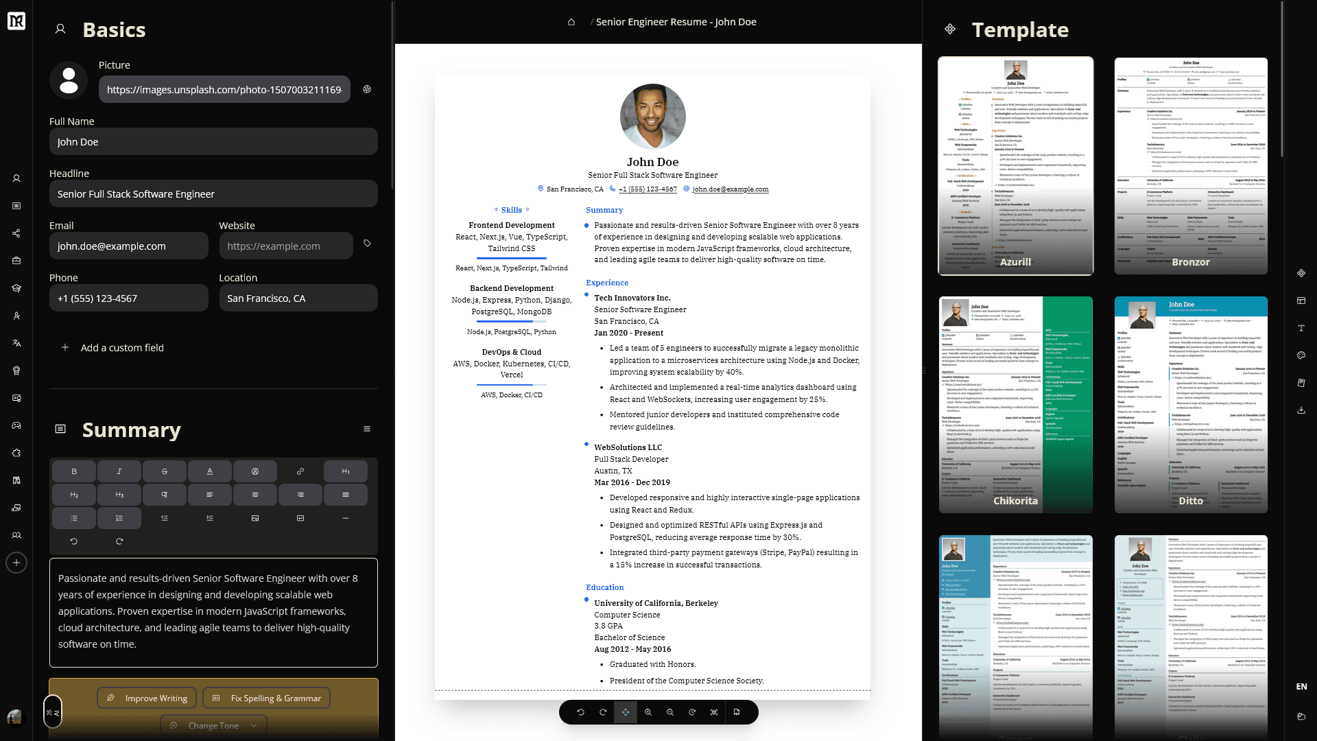 Resume Builder Dashboard