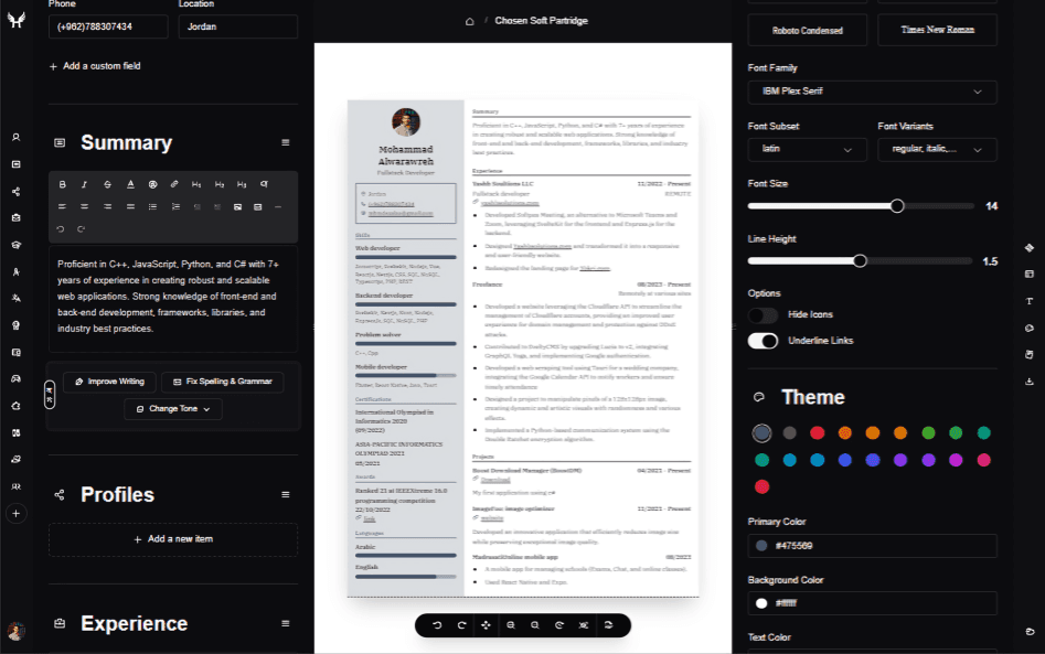 Resume Builder Dashboard